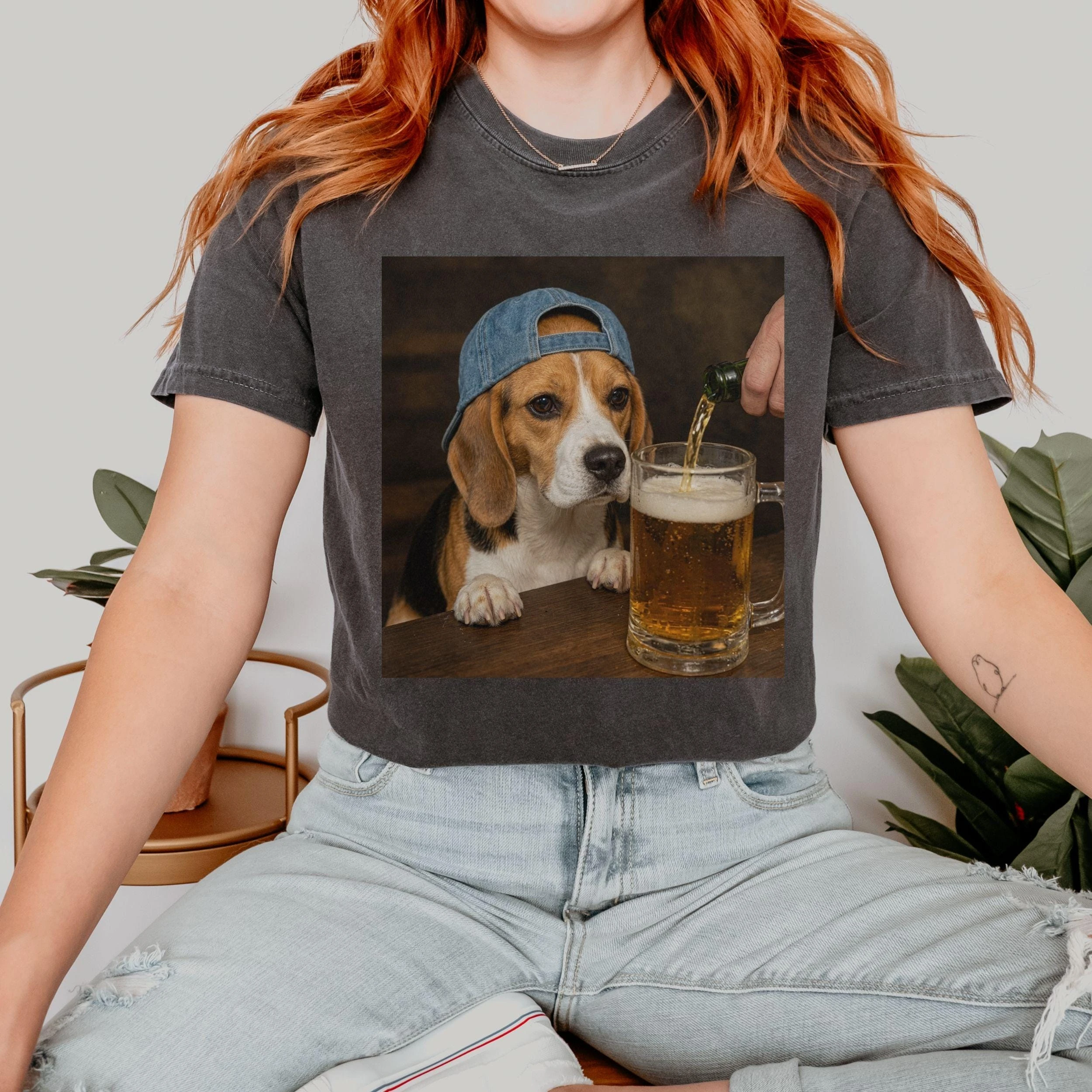 2026 Vintage Beagle Drinking Beer T-Shirt, Beagle Meme Graphic Tee, Funny Dog Shirt, Beer Dog Shirt, Retro 90s Animal T-shirt