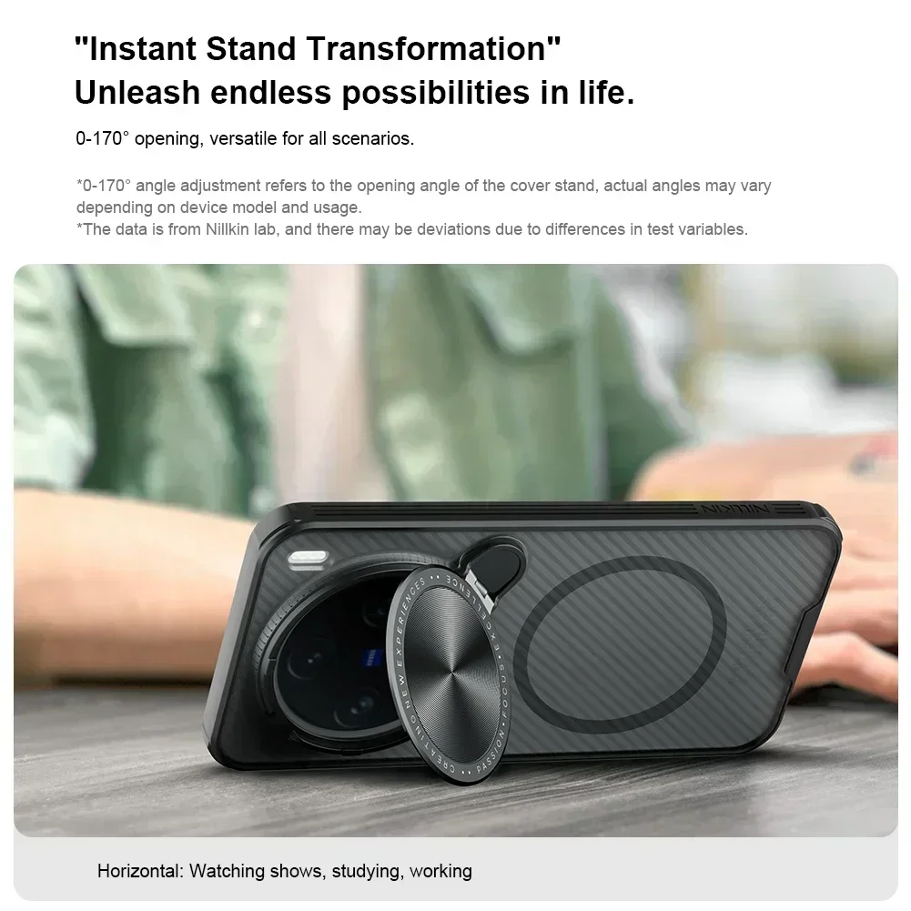 NILLKIN-Magnetic Case for Vivo X200 Pro, Micro-transparent, Clear Version, Flip-Style Lens Protection, MagSafe Cover with Holder