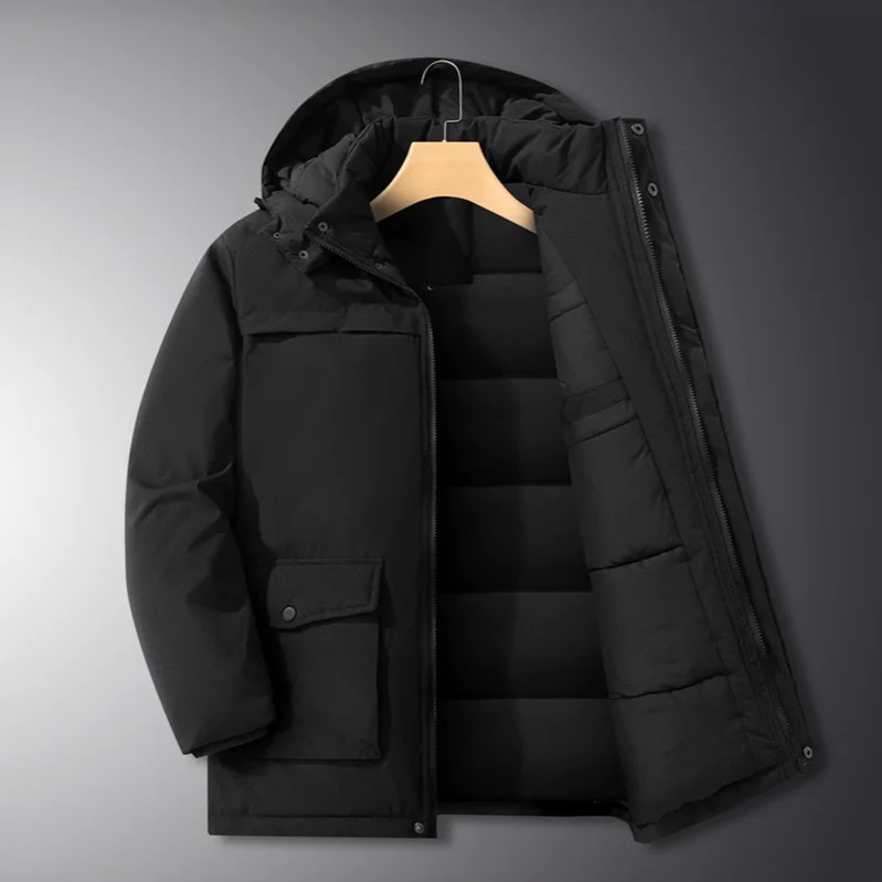Winter Men Down Jacket New Thicken Cold-proof Windproof Male Outerwear Long Sleeve Pocket Business Casual Man Detachable Coat