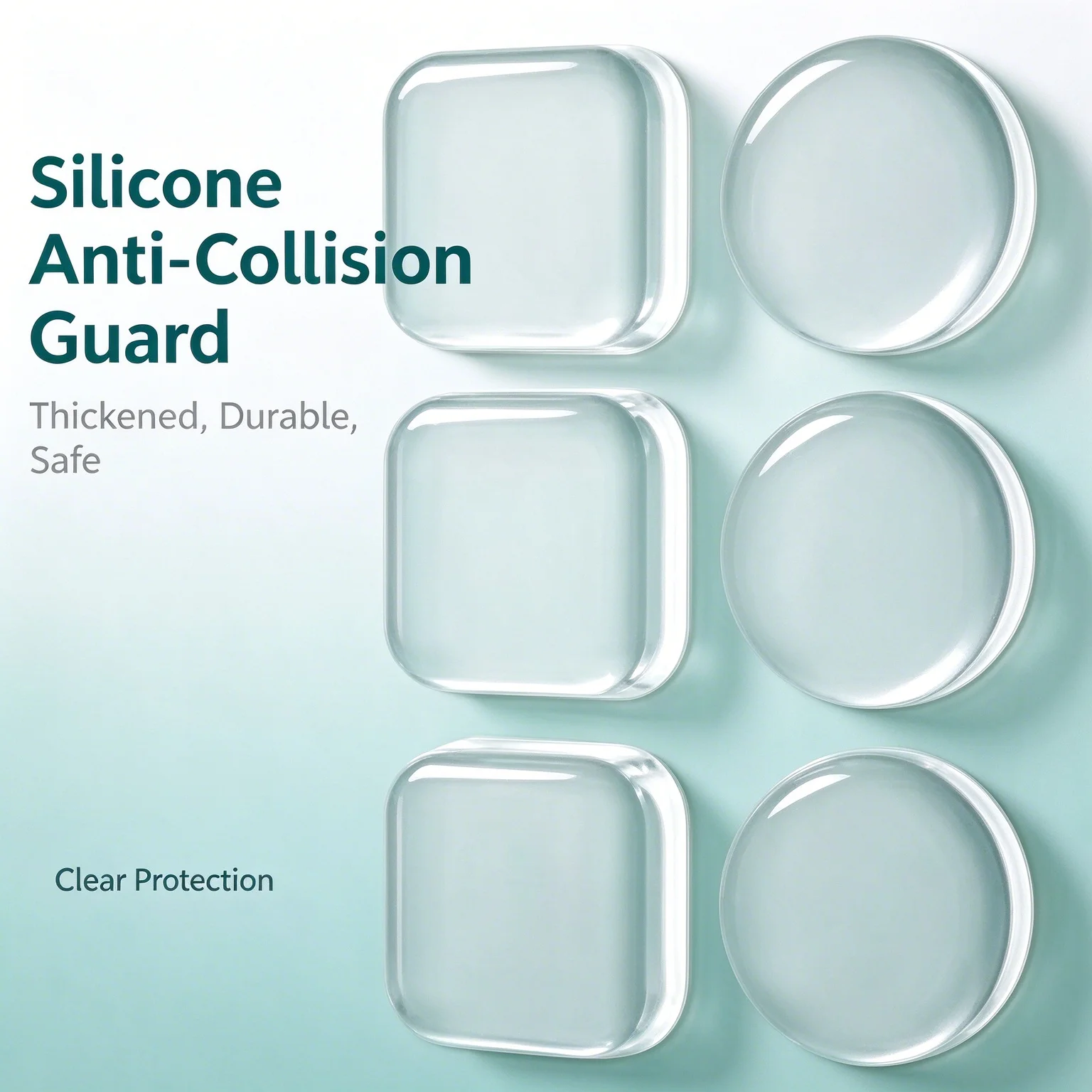 Transparent Soft Silicone Door Knob Wall Shield Mute Anti‑Bump Handle Protector Pad Shock‑Resistant Sticker for Household