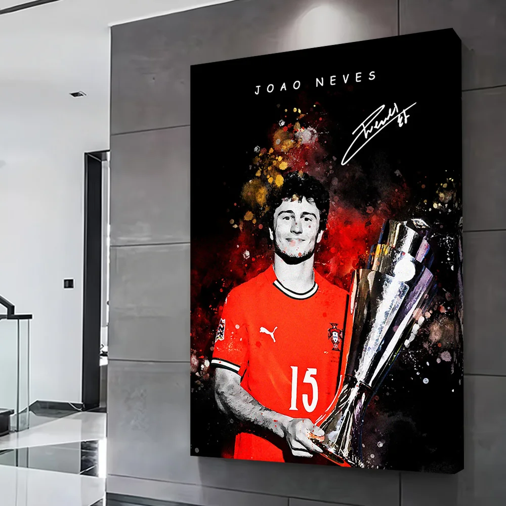 Joao Neves Soccer Player Art Poster Customizable Printed Canvas Painting Wall Art Gift for Bedroom Decoration Bathroom Decor