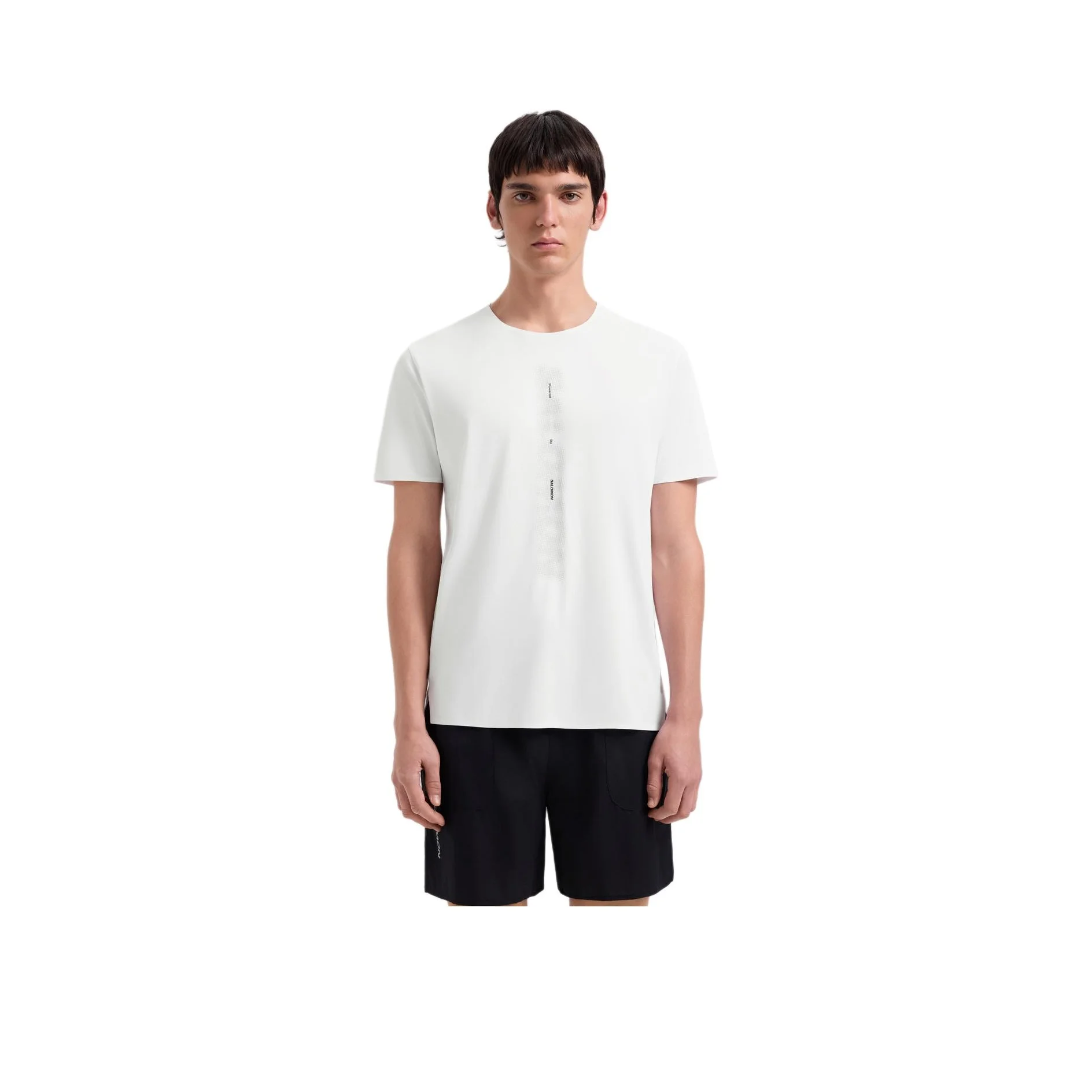 SALOMON Running T Shirts Men's Clear White Crew Neck Moderate LC3078500