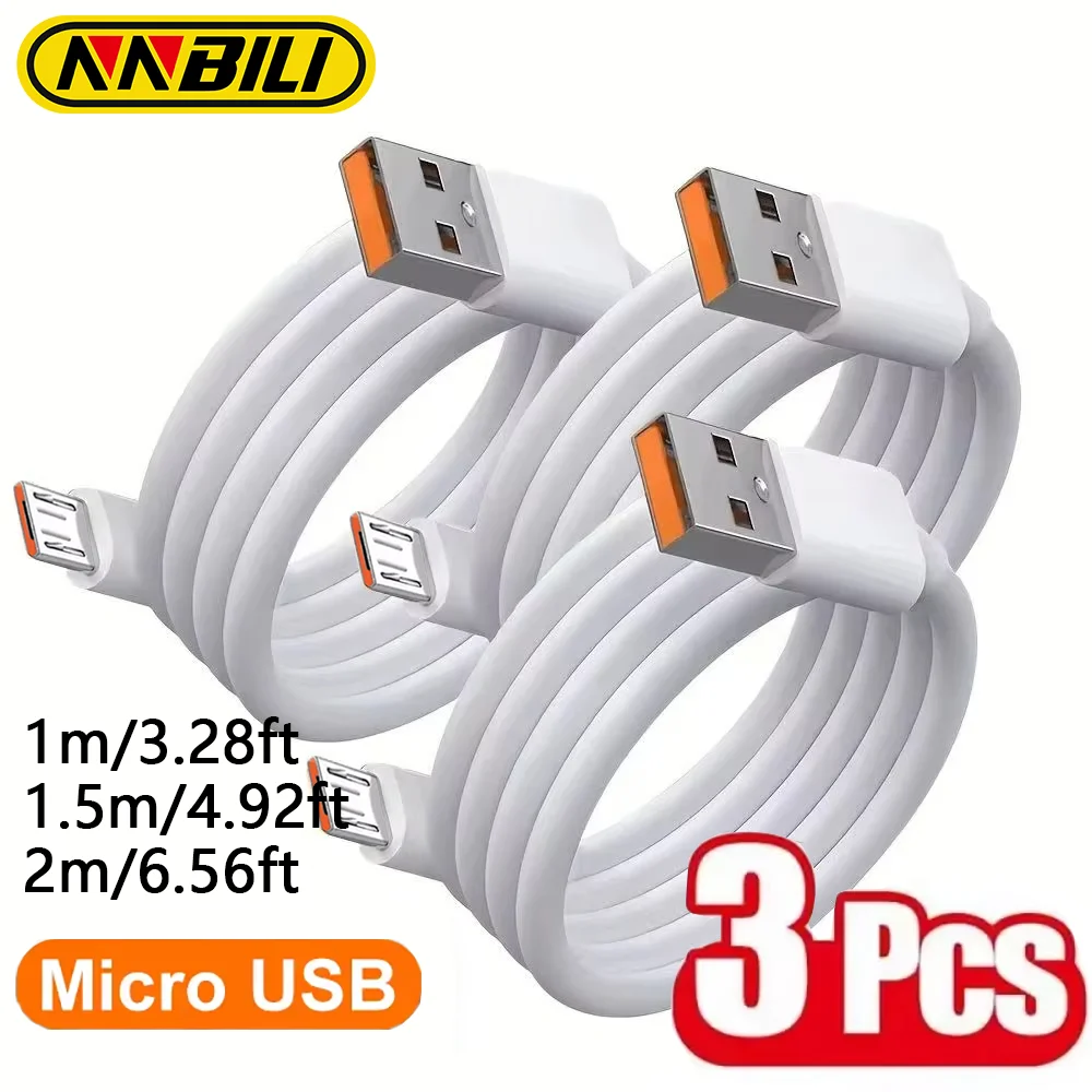NNBILI 3PCS 10A Micro USB Cable Speed Fast Charging USB Cord For Samsung Galaxy S7 S6 PS4 MP3 TV Andriod Phones Data Cables ﻿