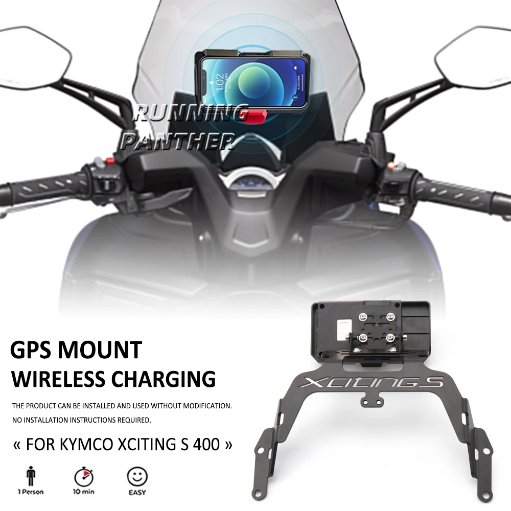 New For KYMCO XCITING S400 Xciting S 400 Motorcycle GPS Phone Holder USB Wireless Charger Navigation Bracket Support Mount Stand