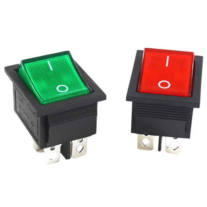 2PCS KCD4-201 Rocker Switch ON-OFF 2 Position 4 Pins Large Size Large Current 16A/250V Electrical Equipment With Light