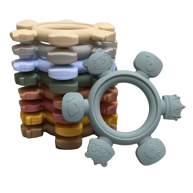

Baby Food Grade Silicone Teether Doughnut Baby Teething Stick Children's Mouth Muscle Trainer