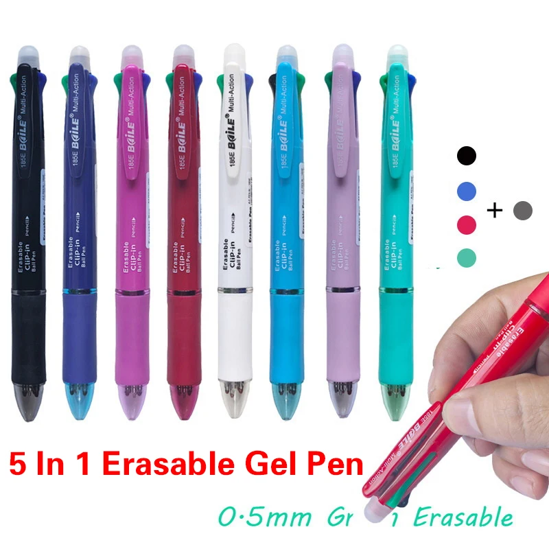 1/4Pc Cute Cat Erasable Gel Pens Set 0.5mm Blue/Black Ink Refills Rod Writing Stationery Colored Heat Sensitive Erasable Gel Pen