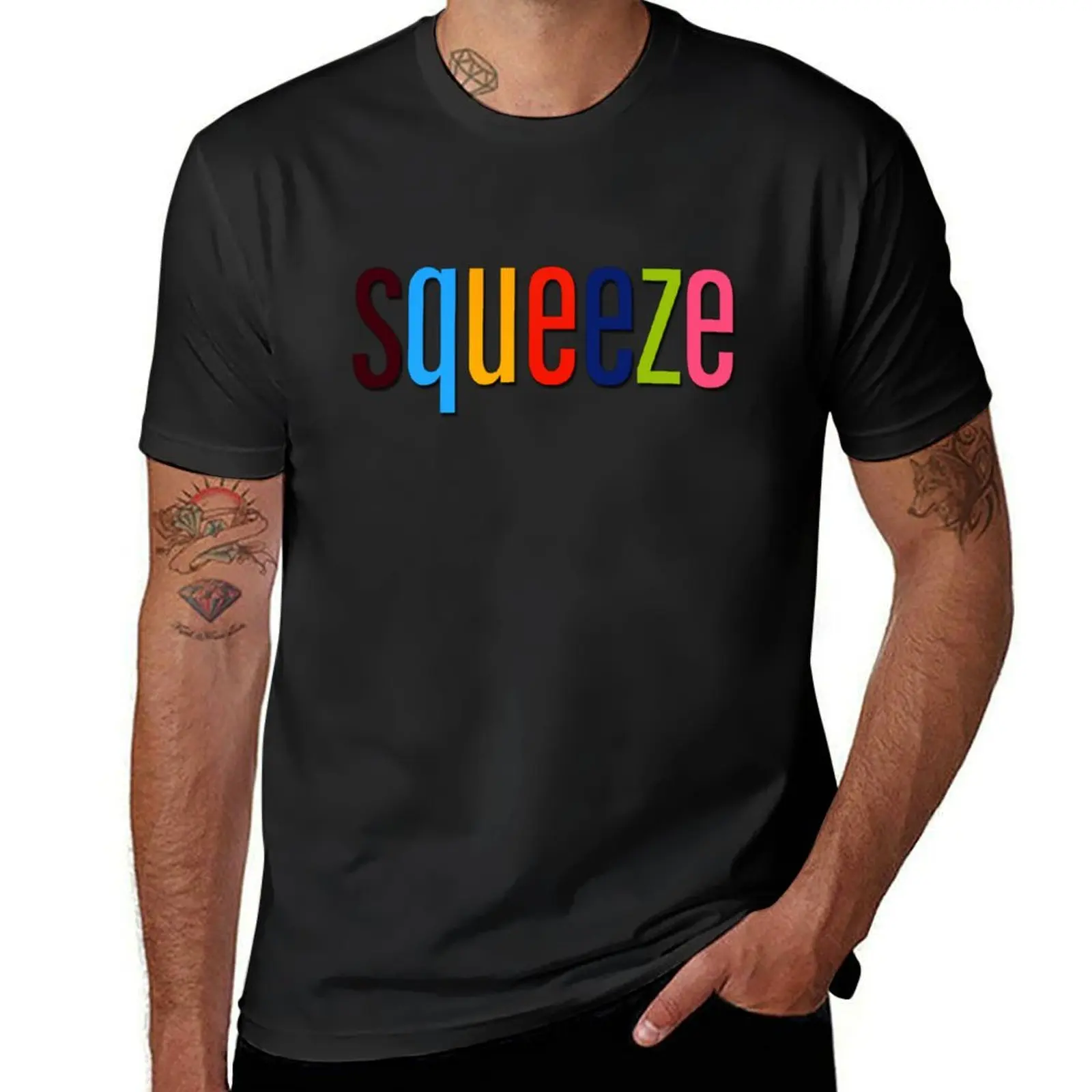 Squeeze logo T-Shirt oversizeds cute tops Short sleeve tee vintage clothes funny t shirts for men