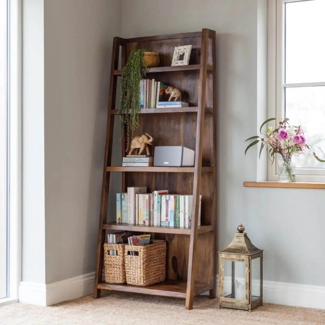 Z DU'S Modern Solid Wood Bookcase, High-quality Staircase Bookcase, 5-tier Large Capacity, Versatile Storage SolutionZ