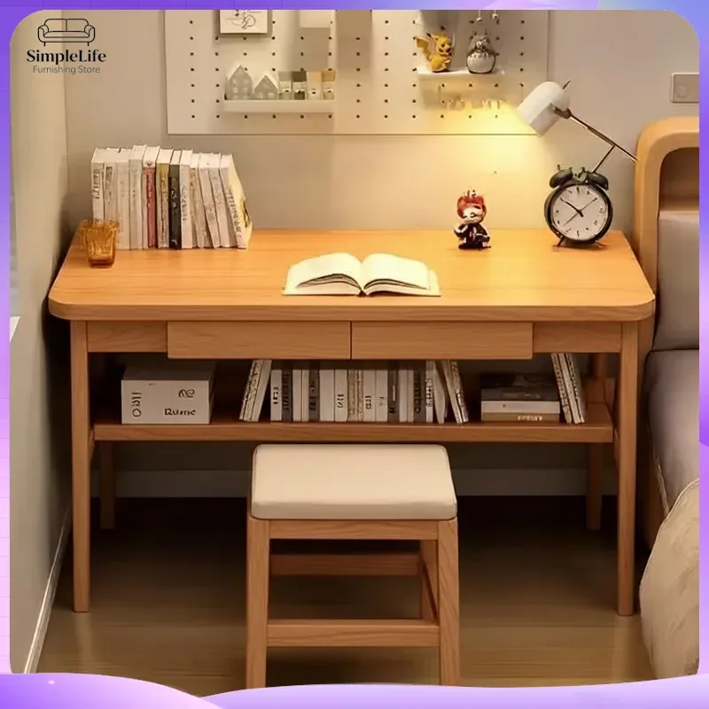 Solid Wood Computer Desk for Small Apartment Home Office Study Table with Drawers Writing Desk Student Desk Bedroom