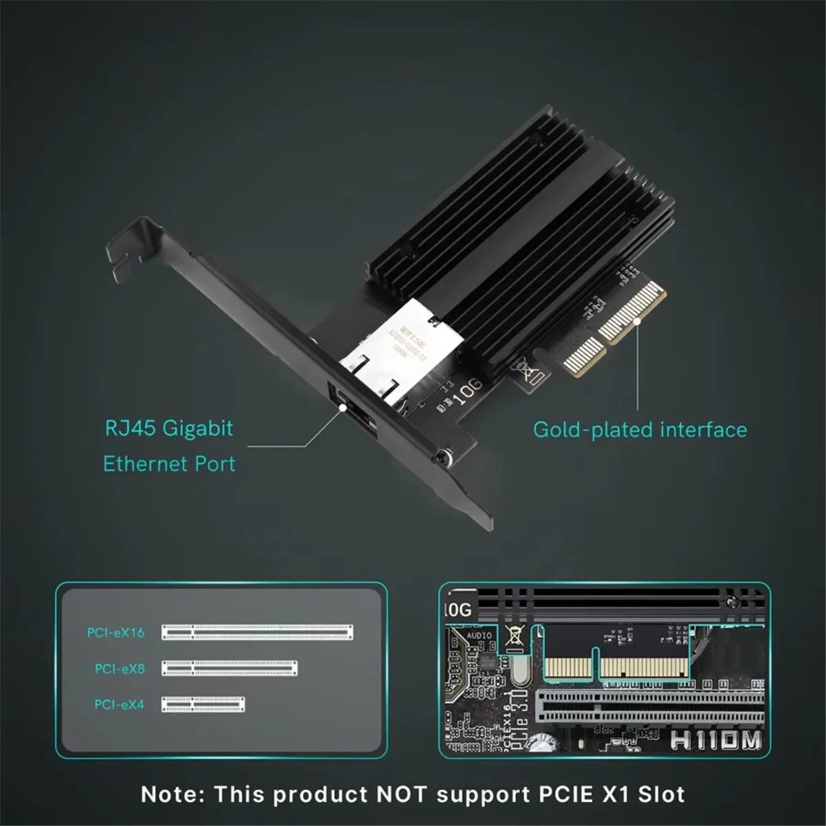 AAAE 10GBps AQC113 PCIE to RJ45 Network Card 1G/2.5G/5G/10Gbps RJ45 Interface Ethernet Wired LAN Adapter for Desktop Win10/11