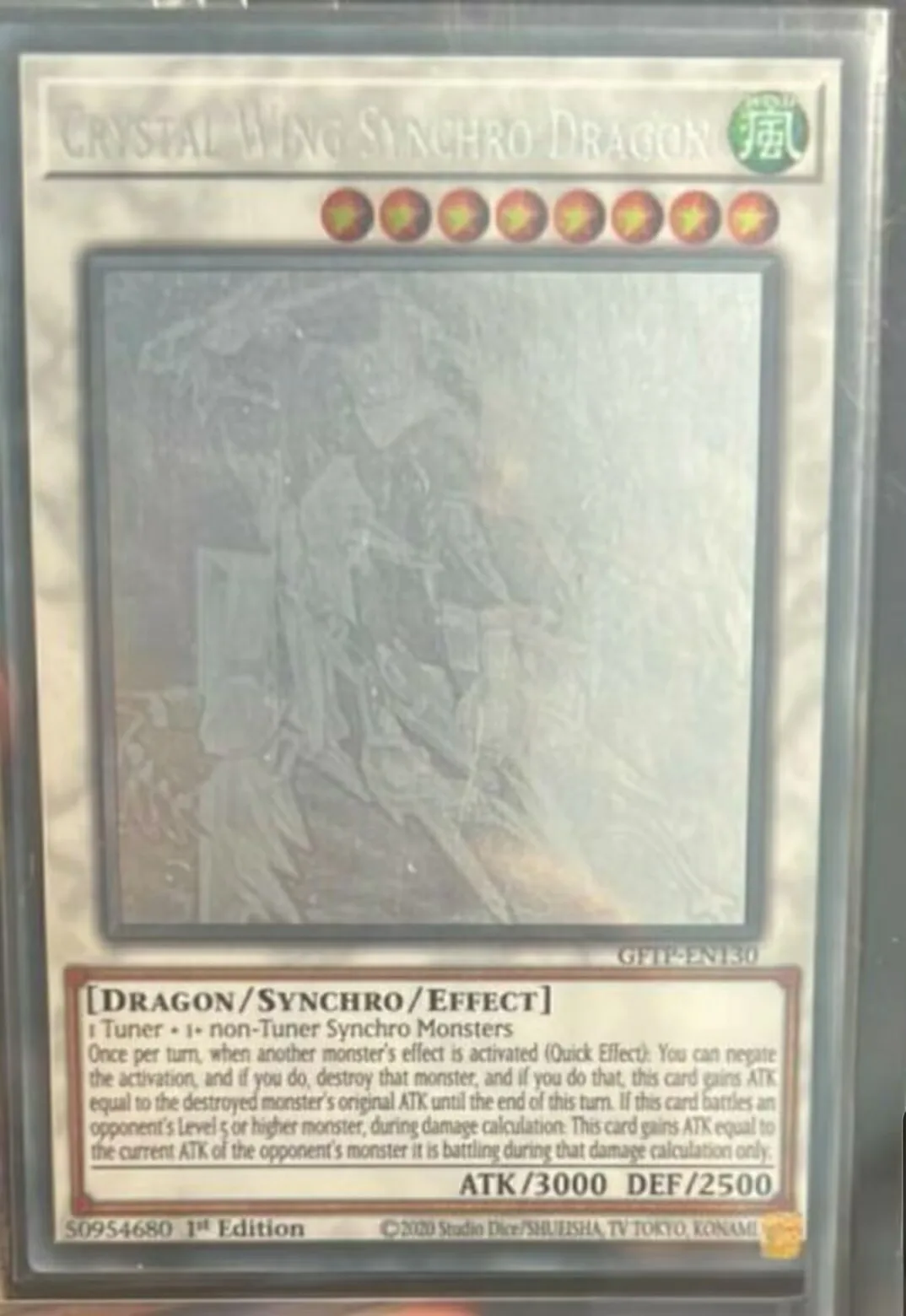 Yugioh KONAMI Duel Monsters TCG GFTP-EN130 Crystal Wing Synchro Dragon Ghost Raro Inglês 1ª Edição Coleção Carta Mint