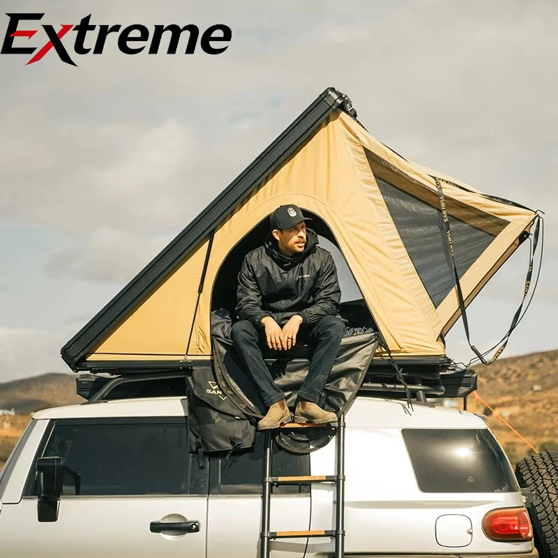 

SAN HIMA Aluminum Hard Shell Roof Top Tent 4x4 4WD Camping Car Rooftop Tent In-built Led Strip Light