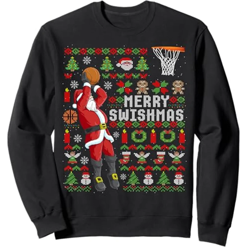 Fashion Basketball Ugly Christmas Sweater For Women Clothes Santa Claus Bar Party Men Sweatshirts Casual Male Pullover Tracksuit