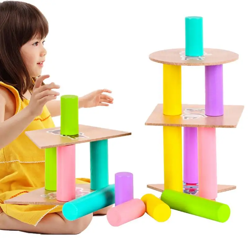 

Wooden Cylinder Blocks Sensory Montessori Toy Colorful Sensory And Montessori Toys Manipulatives Blocks For Geometry