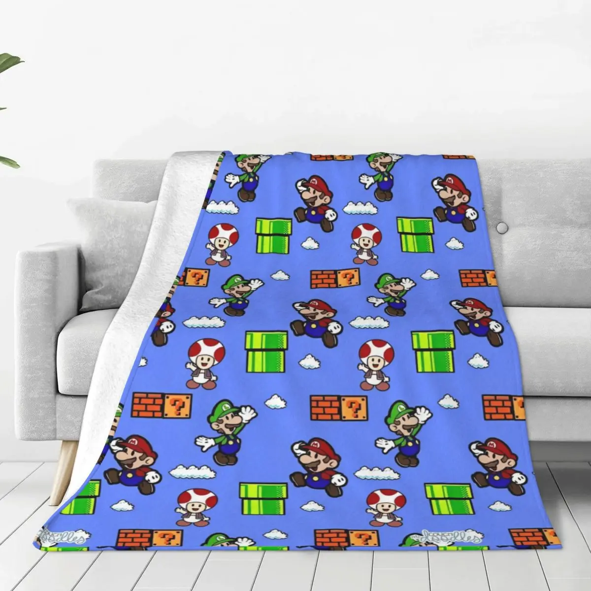 Super Cartoon M-Marios Printed Soft Blankets Decorative Plush Throw Blanket Funny Couch Bed Flannel Bedspread Sofa Bed Cover