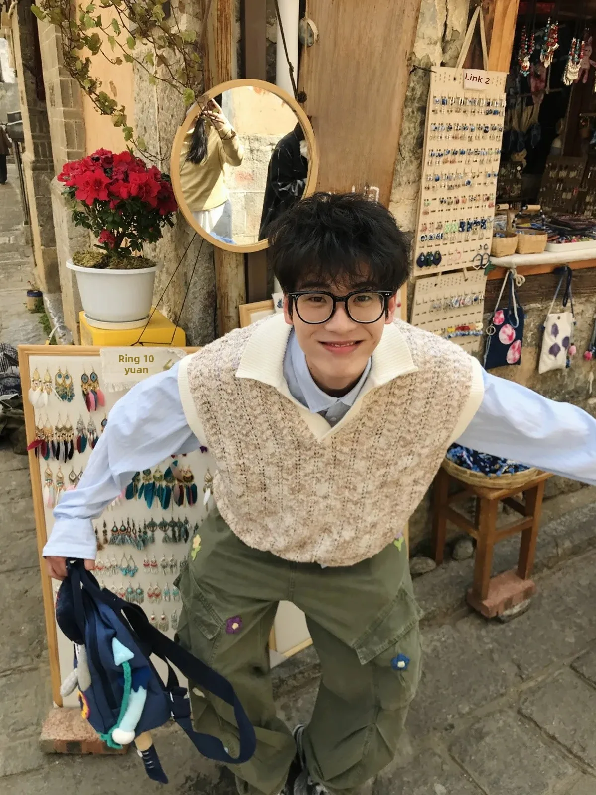 

American Retro Floral Embroidery Casual Pants Loose Straight Leg Spring Autumn Multi ket Wide Leg Long Trousers for Men An...