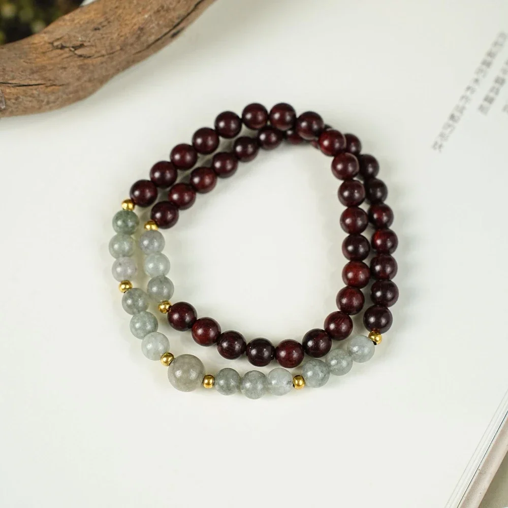 

Lobular Red Sandalwood Beaded Double-layer Bracelet, Women's Auspicious Jewelry, Ethnic Style, Fashion Jewelry, Souvenirs