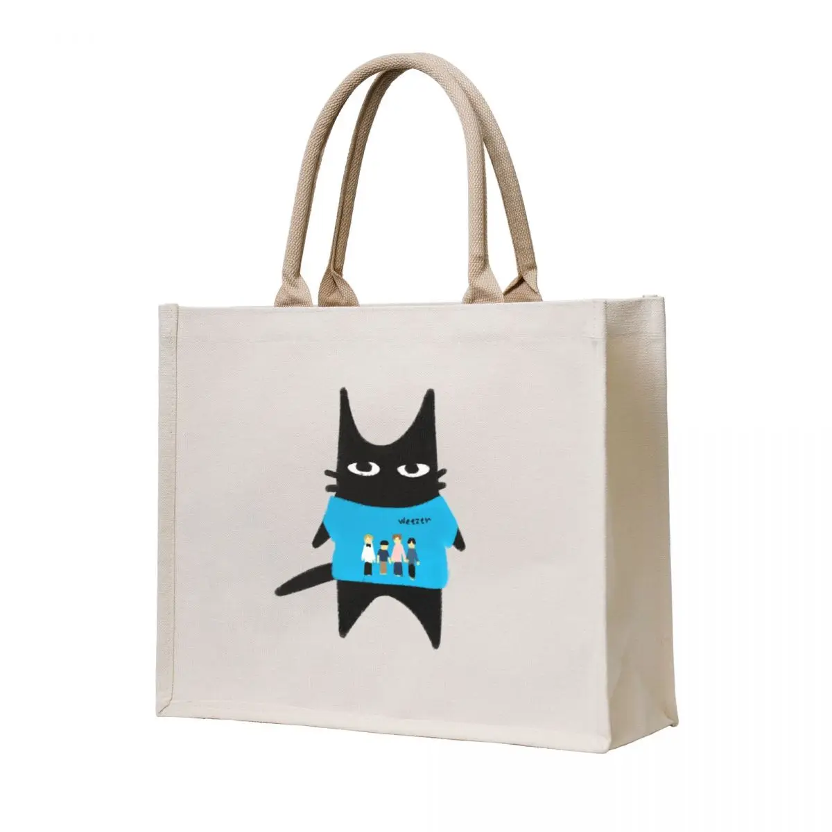 

furtoon series: black cat wearing weezer shirt Tote Bag hand bags tote bag canvas Cloth bags