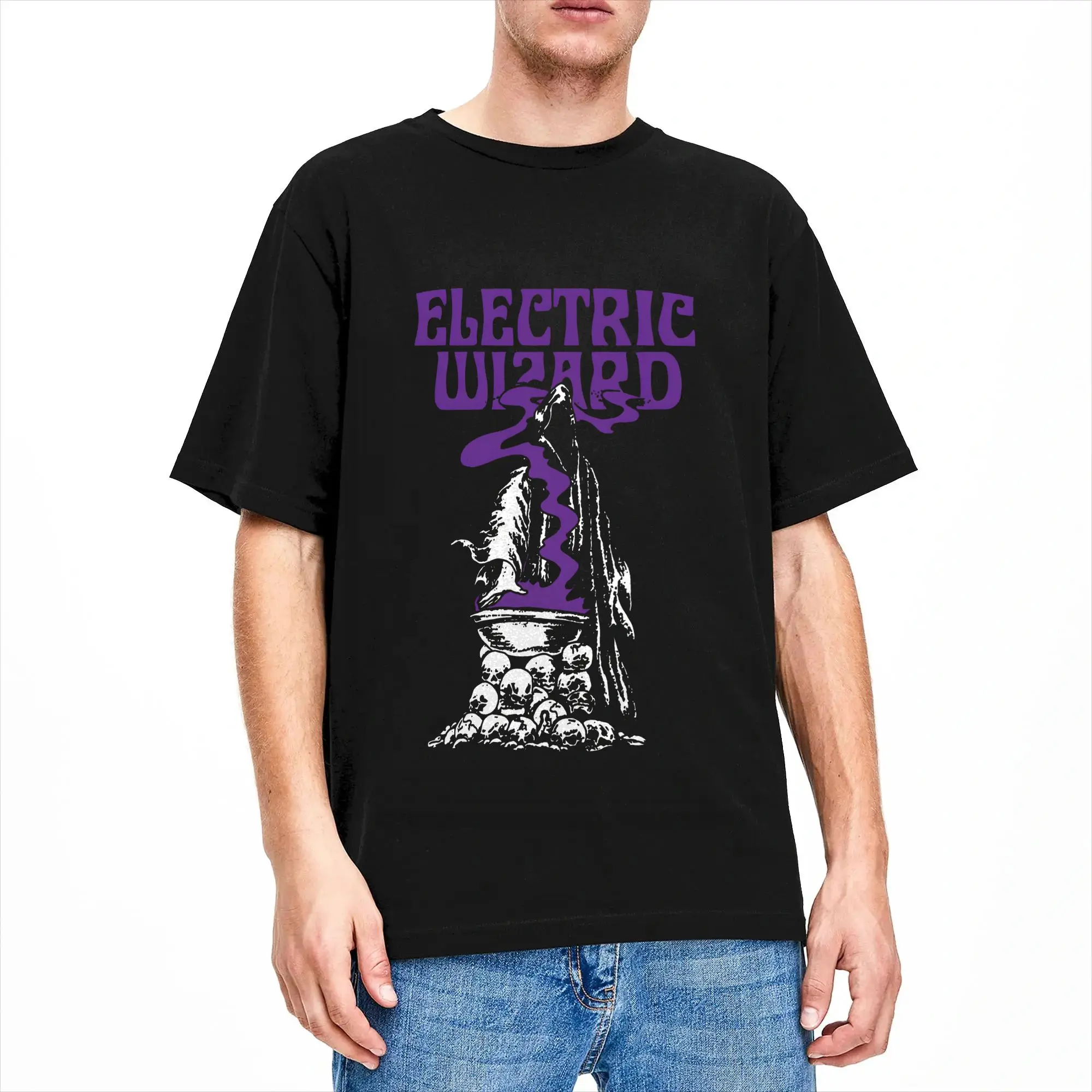 Electric Wizard Men's T Shirts  Humor Tees Short Sleeve Crew Neck T-Shirt 100% Cotton Big Size Clothing