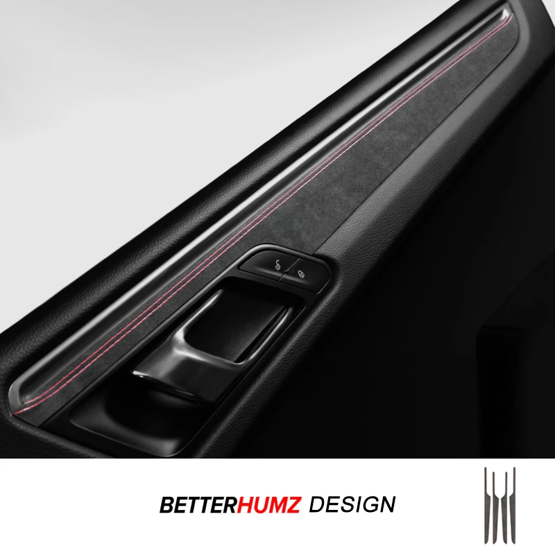 

For Porsche Macan 2014-2024 Made of Alcantara/Carbon Fiber Leather Car Interior Door Panel Trim Strip Sticker Tuning Accessories