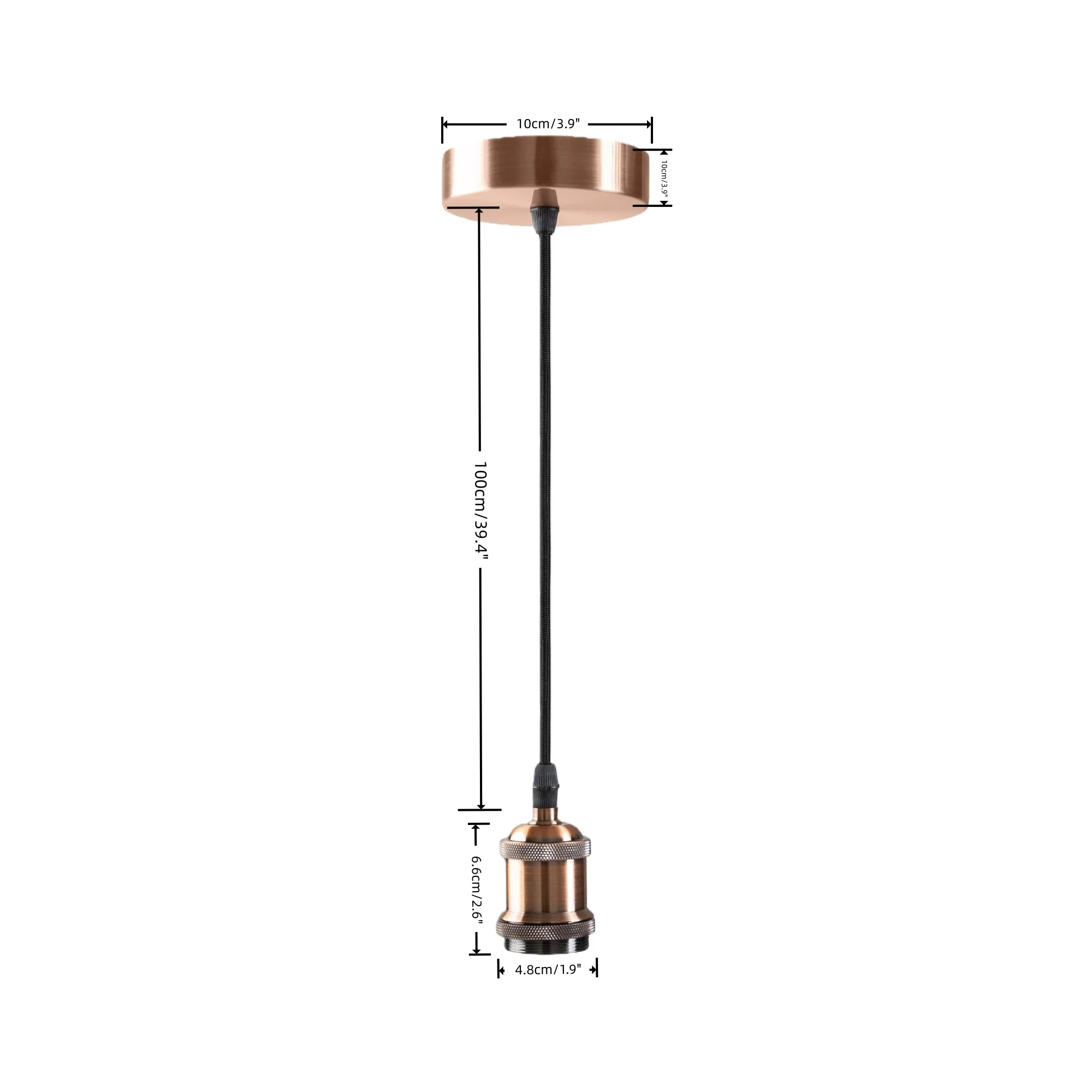 Ancient Industrial Style Hanging Lantern,E27 Lamp Holder,Fabric Wiring,Ceiling-Mounted Pendant Light Base (Without Light Bulb)