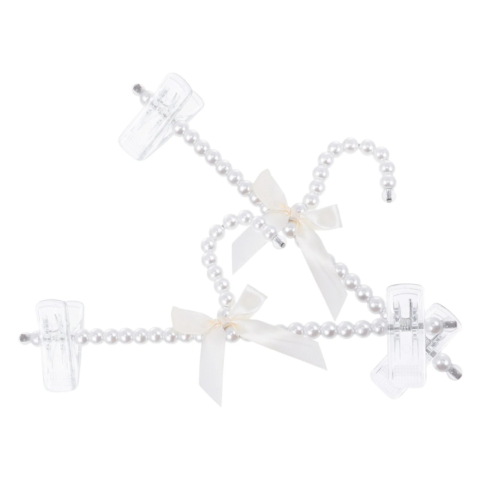 2 Pcs Clip Hangers Pearl Bowknot Clothes Decorate Unique Clothing White Decorative Child