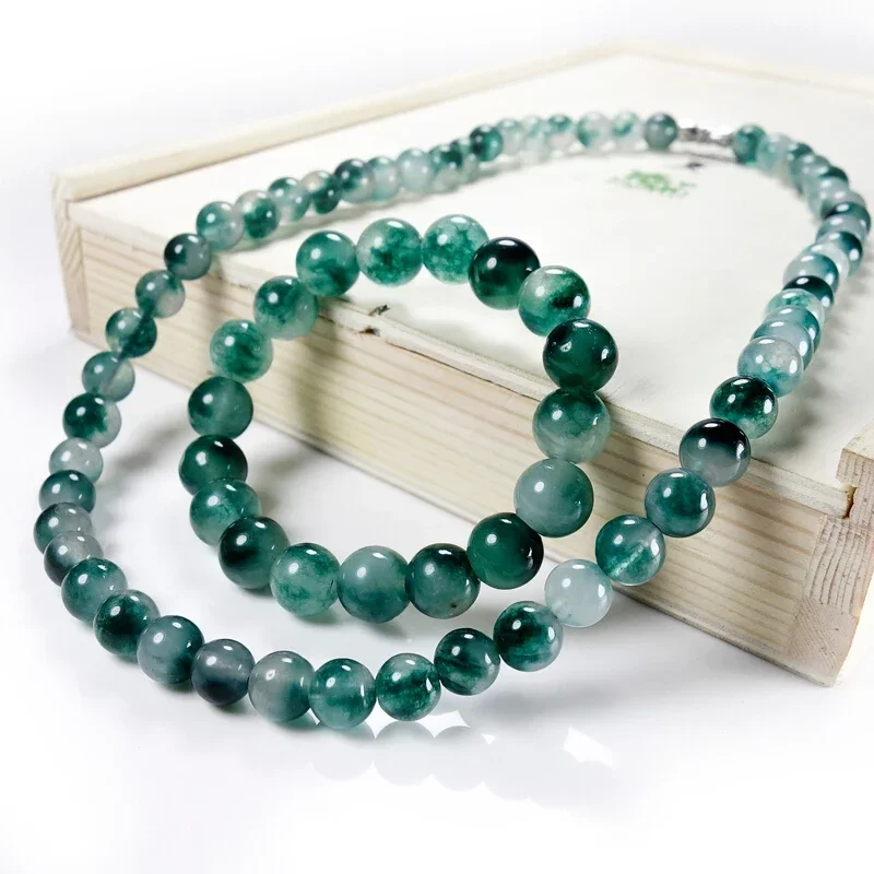 Oryginalna naturalna zieleń 8mm koraliki jadeitowe naszyjnik jadeit biżuteria moda akcesoria zawieszki charmsy Amulet na szczęście prezenty dla kobiet jej mężczyzn