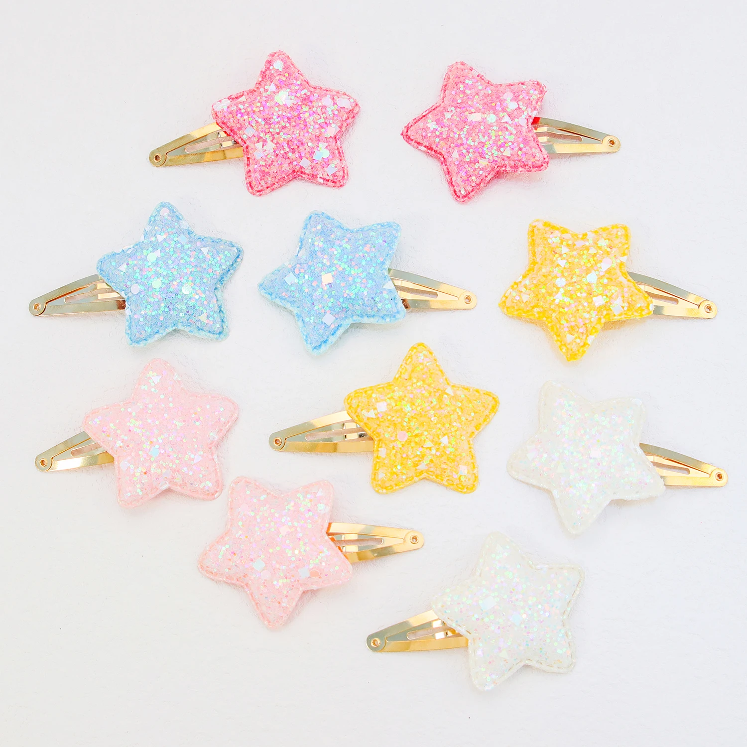 10pcs Sparkly Star Hair Clips Kids Glitter Star Shaped Hairpins Girls Alloy Snap Barrettes Clips Kids Children Hair Accessories