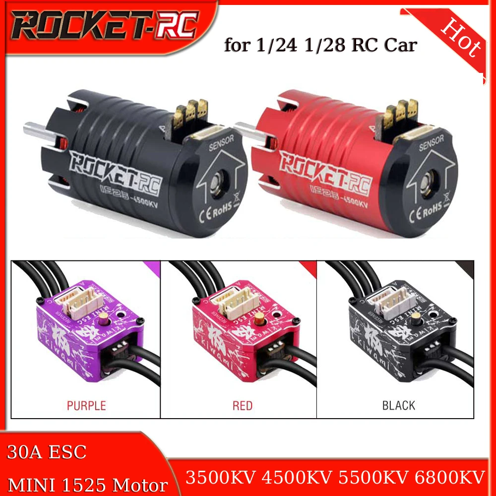 ROCKET-RC Mini1525 Motor w/ KIWAMI 30A ESC Sensored Brushless Combo for 1/28 1/27 Scale RC Mini Remote Control Mosquito Cars