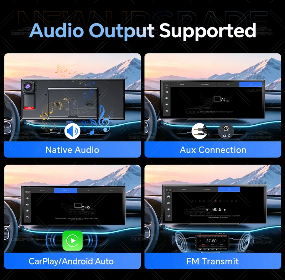 OBDPEAK K9 Max 12,3 Zoll 4K Dashcam Kabelloses CarPlay & Android Auto GPS-Navigation Touchscreen Auto-DVR-Kamera Videoaufzeichnung – Detail 12