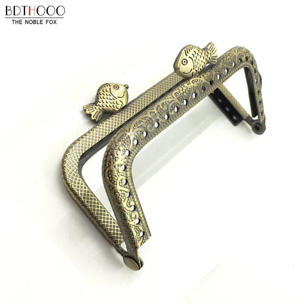 8.5cm Metal Purse Frame Handle for Coin Clutch Bag Fish Head Accessories Delicate Making Kiss Clasp Lock Vintage