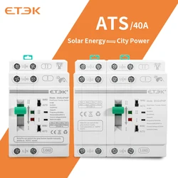 ETEC Din Rail 2P/4P ATS Dual Power Automatic Transfer Switch Electrical Selector Switches Uninterrupted Power 40A/63A PV Energy