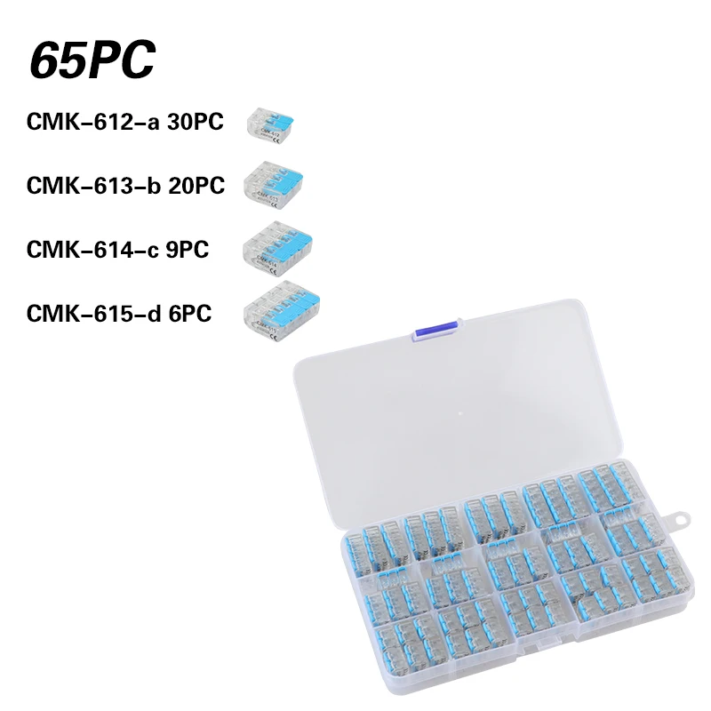 45/65/80pcs Misto Orange Box Mini Quick Terminale Connettore del Cavo di Blocco Cavo di Rame Filo Morbido Set combinazione di Pacchetti di 0.08-4mm