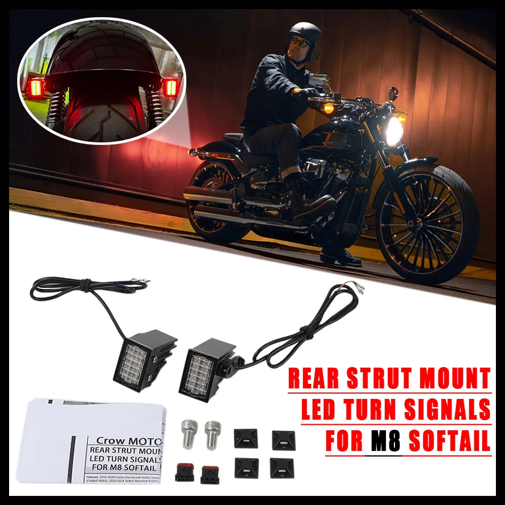

NEW FOR Harley M8 SOFTAIL Street Bob Standard Breakout 117 Low Rider S Motorcycle Mini Rear Fender Struts Turn Signal Lights