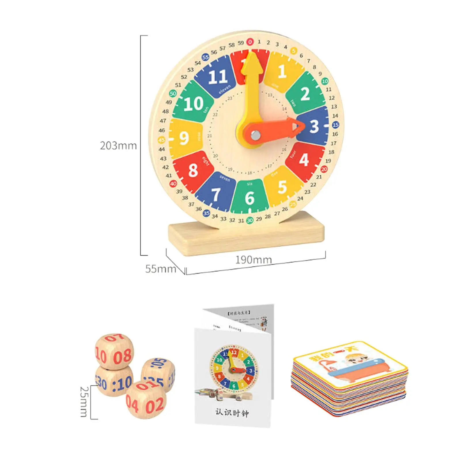 Giocattolo Montessori con carte orologi didattici per bambini per orologi da sala giochi pratica forniture Homeschool Kindergartner ragazzi e ragazze