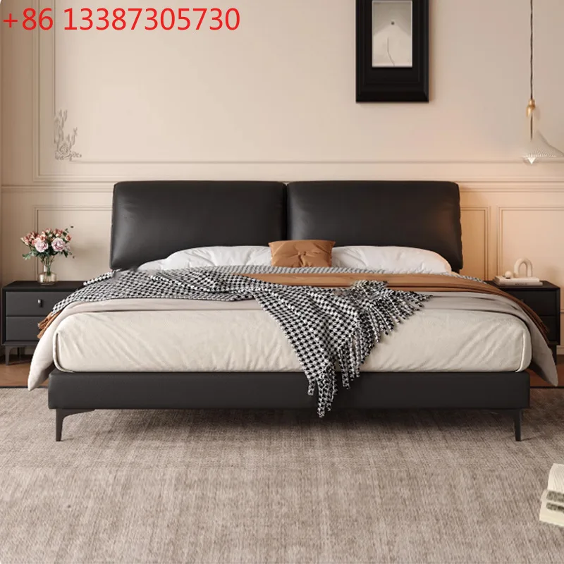 

New elephant ear leather bed modern simple double bed