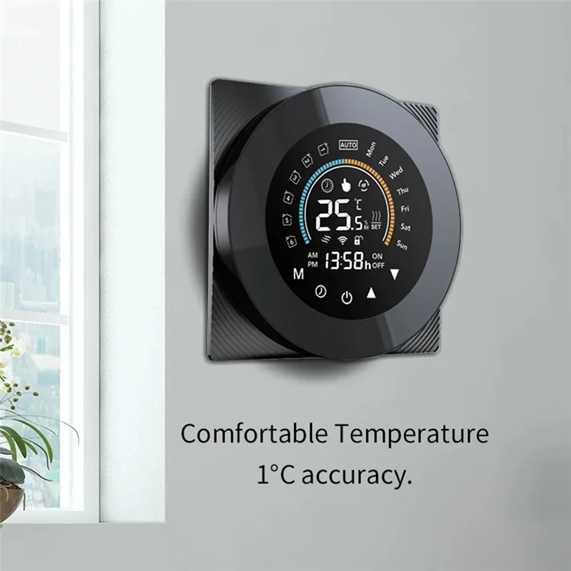 ABGR-Tuya Wifi Thermostat LCD التحكم الرقمي في درجة الحرارة باللمس لـ Alexa