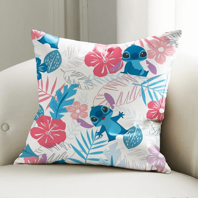 Stitch Flower Palm Square Pillowcase Art Style Bedroom Sofa Decorative Cushion Cover with Zipper Soft Cushion Customized Cover - Image 6