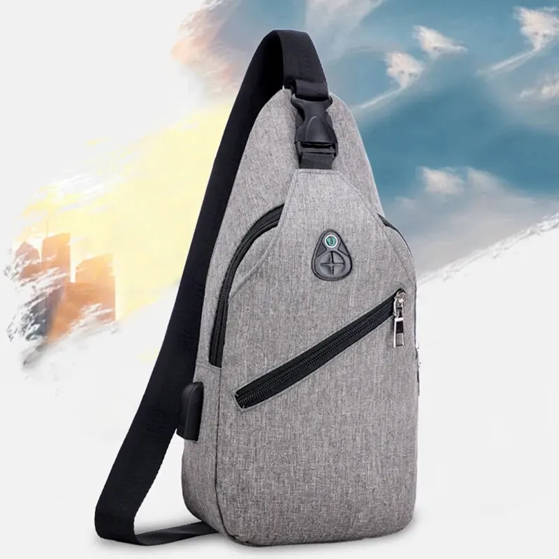 A New Boy Chest Bag Usb Crossbody Bag Shoulder Bag Waterproof Fashion Leisure Small Chest Bag Men\'s Bag Large Capacity