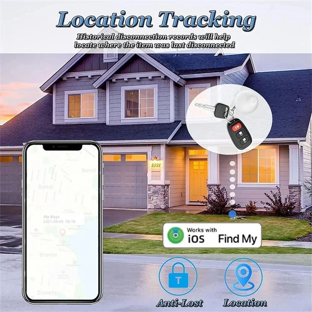 Long Distance Smart Tag GPS Tracker for Air Tag Key Finder Pet Wallet Bike Anti-lost Alarm Mini Locator Works with Find My iOS