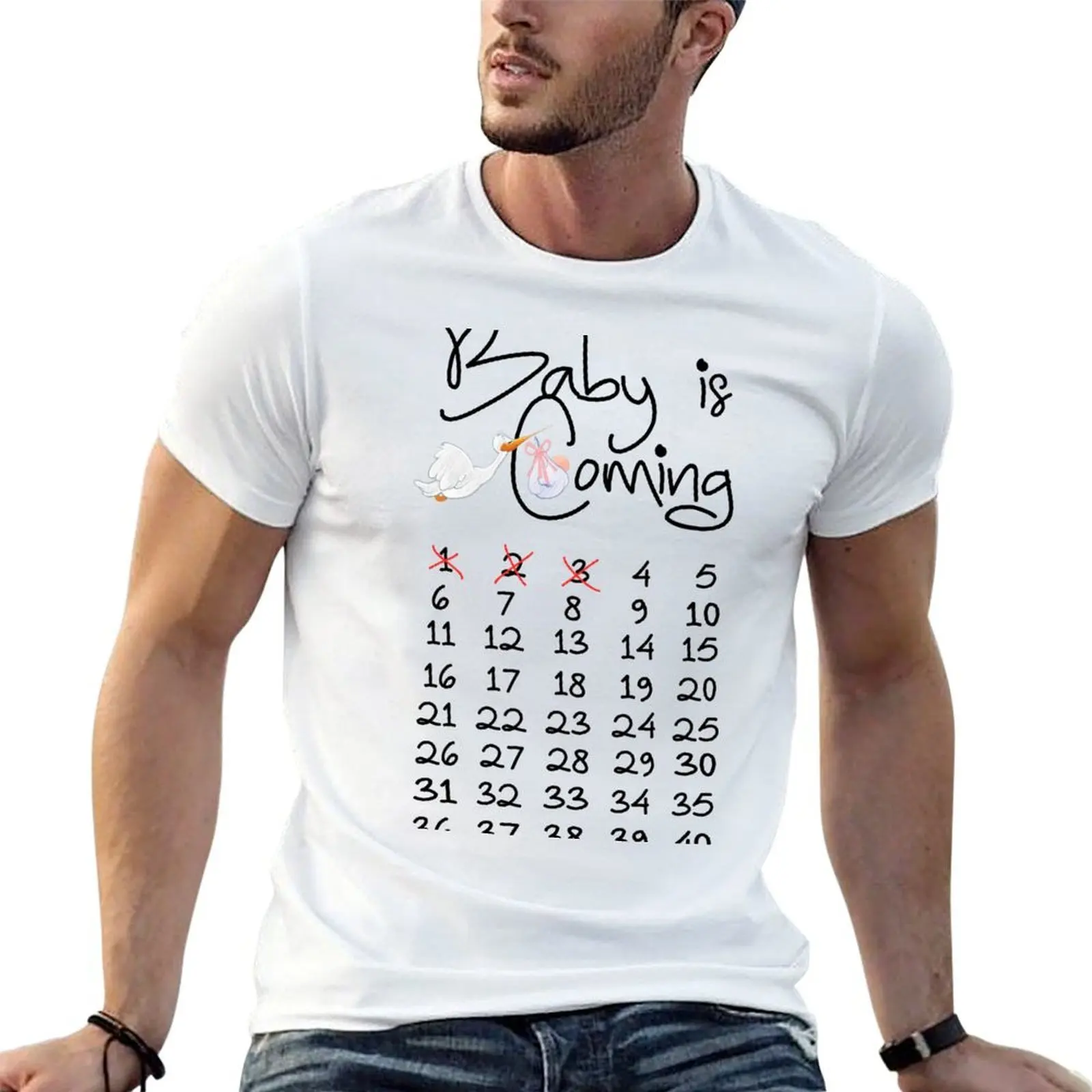 Baby is Coming Pregnancy Count Down Tee Shirt T-Shirt man t shirt cotton man t shirt graphic T-Shirt