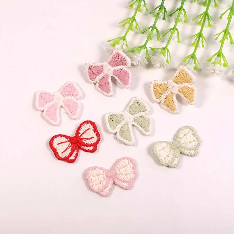 30PCS Clothes Hairpin Decoration with Cute Small Patches Fashion Embroidery Stickers Selected Simple Versatile Bow Embroidered