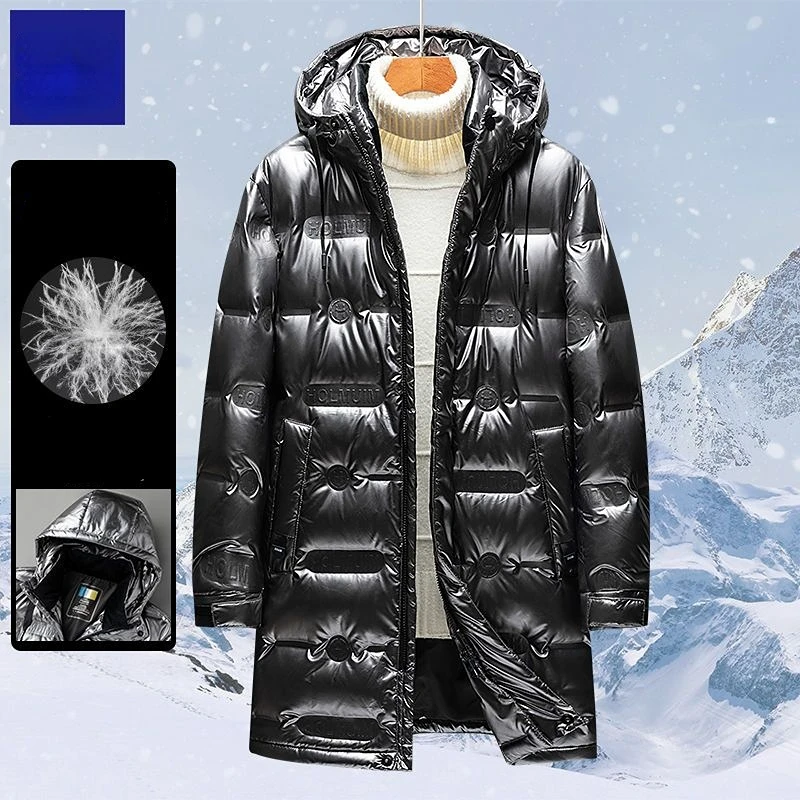 

2024 Autumn Winter Men Down Jacket Cotas Mens Warm 90% White Duck Hooded Parkas Overcoat Male Large Size 4XL Q67