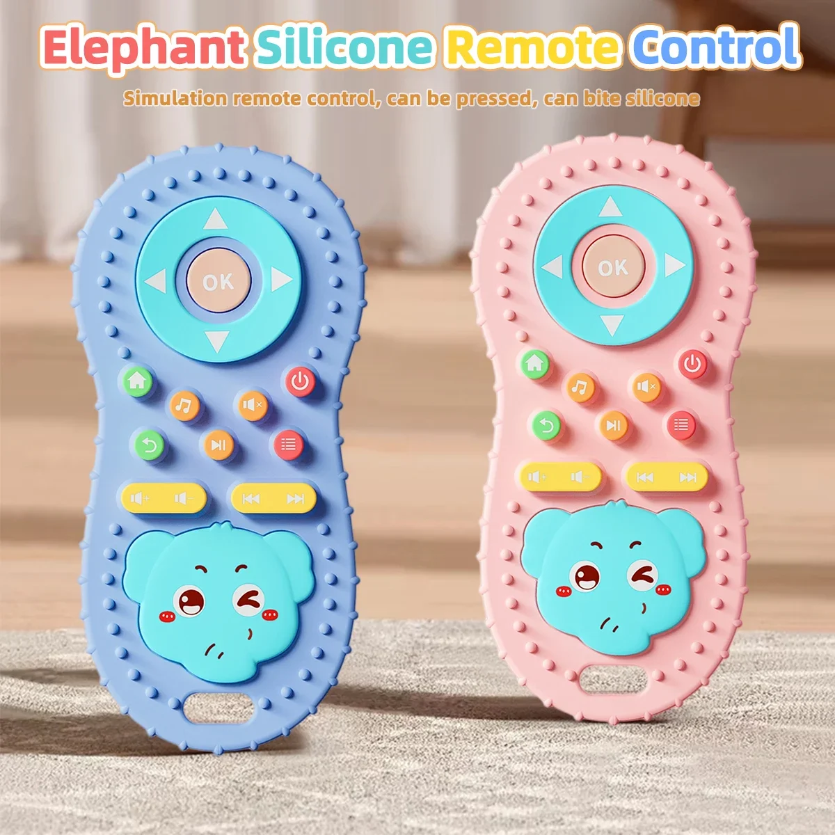 ألعاب جديدة مهدئة للأطفال، عضاضة للتحكم عن بعد من السيليكون لنمط الفيل التعليمي الحسي للرضع #3