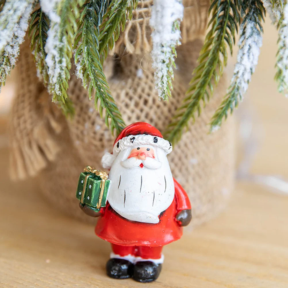 

4Pcs Christmas Resin Ornament Set Miniature Landscape Accessory Tiny Santa Decor for Plant Arrangement DIY Fairy
