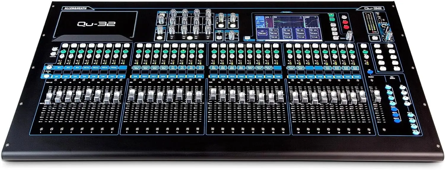 Allen & Heath QU-32C Compact Digital Mixer 38 Inputs 28 Outputs Chrome Edition Black Professional Audio