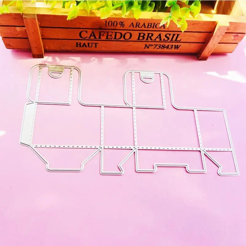 KX4B 3D Hanging Hook Candy Gift Box Stitched Metal Cutting Dies Stencil DIY Folding for Case Embossing Scrapbooking Template