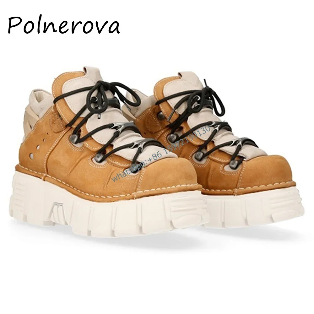 الأبيض والأرجواني مختلط الألوان مضخات برشام الدانتيل يصل السحابات أحذية نسائية سميكة سوليد عالية أعلى الشارع صور الربيع الأحذية #2