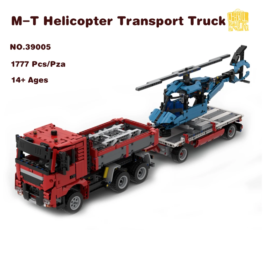 

MOC-39005 M-T Helicopter Transport Truck Model With PDF Drawings Building Blocks Bricks DIY Toys Birthday Christmas Gifts